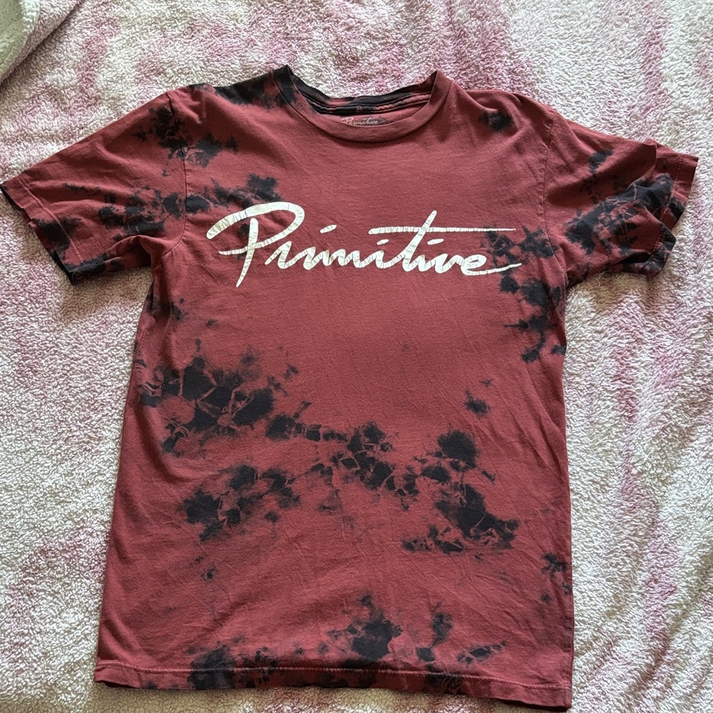 Primitive Red and Black Tie-Dye Short Sleeve Tee